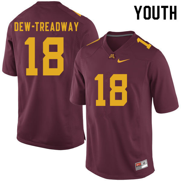 Youth #18 Micah Dew-Treadway Minnesota Golden Gophers College Football Jerseys Sale-Maroon